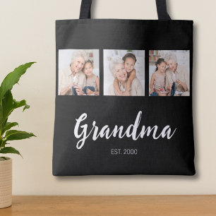Bolso De Tela Abuela Estableció Escritura Negra 3 Foto