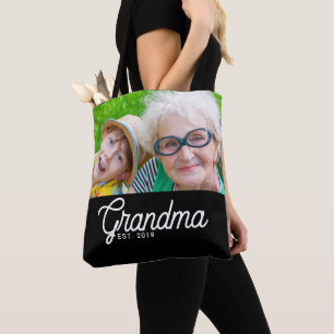 Bolso De Tela Abuela Estableció Letra Negra Foto