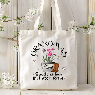 Bolso De Tela Abuela Planta Semillas De Amor Flor Moderna