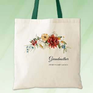 Bolso De Tela Abuela Red Gold Floral Swag Baby Shower Tote