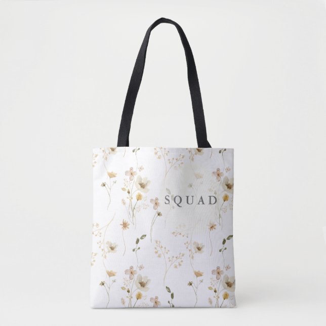 Bolso De Tela Abundance Dried Wildflower Bridal Shower Squad (Anverso)