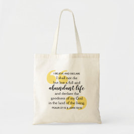 Bolso De Tela ABUNDANTE Afirmación cristiana positiva de la vida