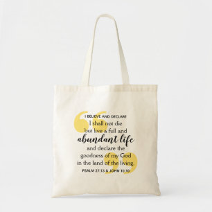 Bolso De Tela ABUNDANTE Afirmación cristiana positiva de la vida