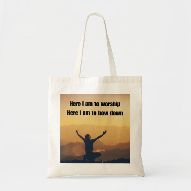Bolso De Tela "Acá estoy para adorar" Tote Bag - Cristiano moder (Frente)