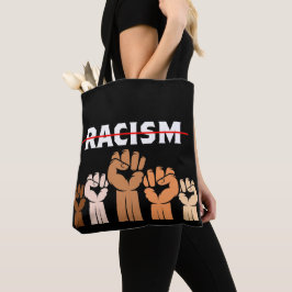 Bolso De Tela Acabar con el racismo Tote de puños multisombras