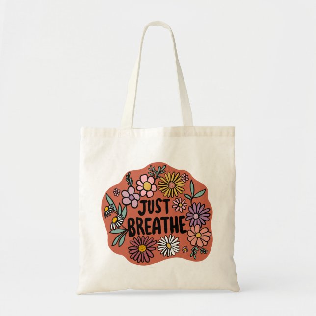Bolso De Tela ACABO DE RESPIRAR Floral Cute Daisy dibujado a man (Frente)