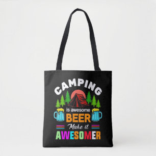 Bolso De Tela Acampar es cerveza impresionante Hazlo más impresi