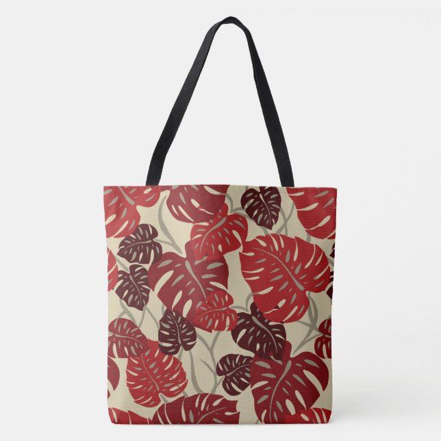 Bolso De Tela Acantilado Hanger Hawaiano Monstera Leaf Beach Bag (Anverso)