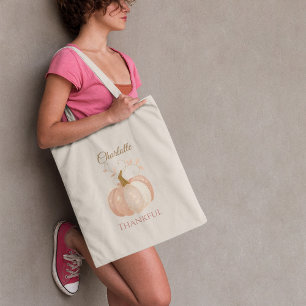 Bolso De Tela Acción de Gracias Personalizada - Calabaza Caída A