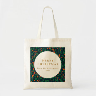 Bolso De Tela Acebo de Navidad Vegetación Botánica Personalizada