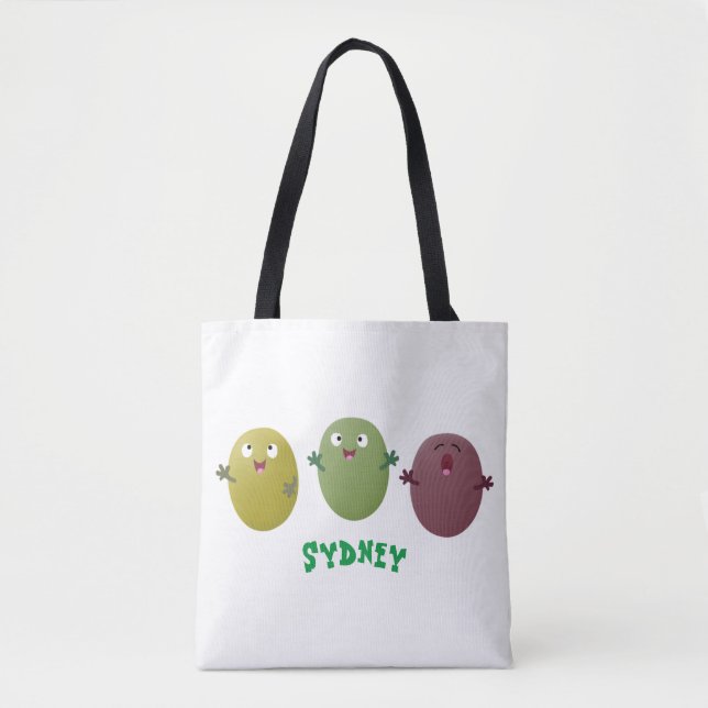 Bolso De Tela Aceitunas alegres y lindas cantando personalizado (Anverso)