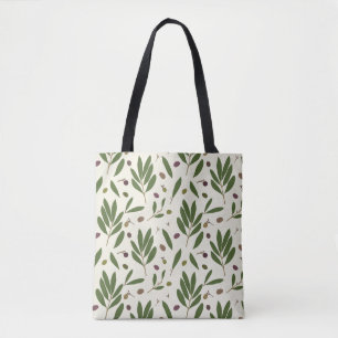 Bolso De Tela Aceitunas y ramas minimalistas - patrón sin costur