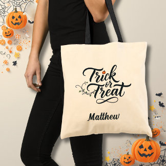 Bolso De Tela Acentos de vid Treta o Truco Halloween