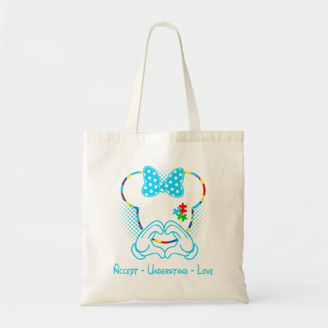 Bolso De Tela Aceptar comprender el amor la conciencia del autis (Frente)