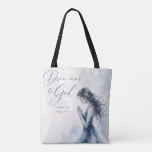 Bolso De Tela Acércate a Dios Santiago 4:8 Acuarela Cristiana