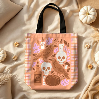 Bolso De Tela Acogedor Halloween Arte Popular Moderno Pastel Pla