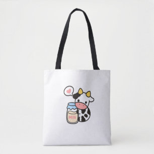 Bolso De Tela Acogedor Kawaii Vaca y Leche Jar