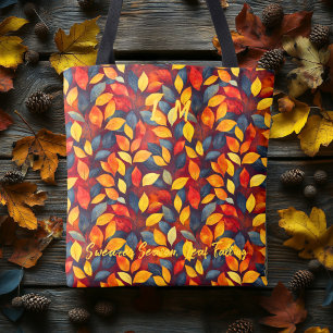 Bolso De Tela Acogedor Tote de otoño con audaces hojas y encanto