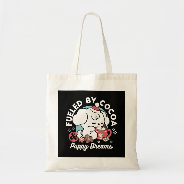 Bolso De Tela Acogedores sueños de cachorro - chocolate caliente (Frente)