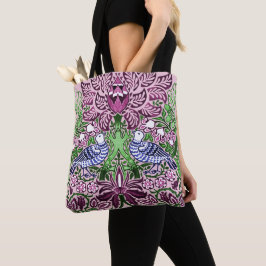 Bolso De Tela Acornados de flores de las aves de arte folclórico