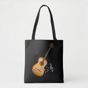 Bolso De Tela Acoustic Guitar Player Musical Notes Músico de Ar