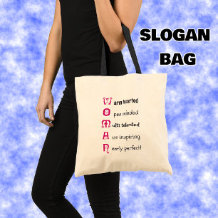 Bolso De Tela actitud positiva de texto divertido de la mujer
