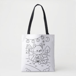 Bolso De Tela Actividad infantil personalizada de colorear Hallo