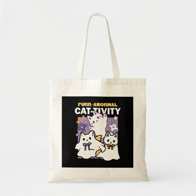 Bolso De Tela Actividad purranormal para gatos - Diseño de gatos (Frente)