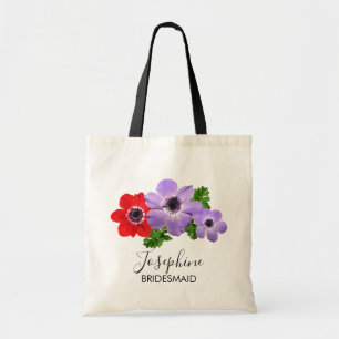 Bolso De Tela Acuarela Anemone Floral Bridesmaid Toag