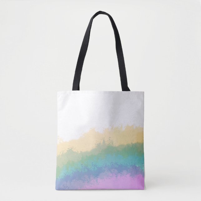 Bolso De Tela Acuarela arcoíris de pincelada (Anverso)