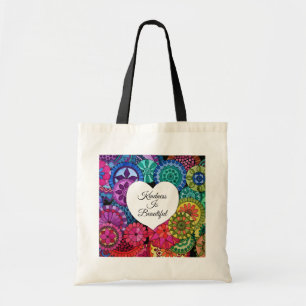 Bolso De Tela Acuarela Arcoiris Mandala con corazón