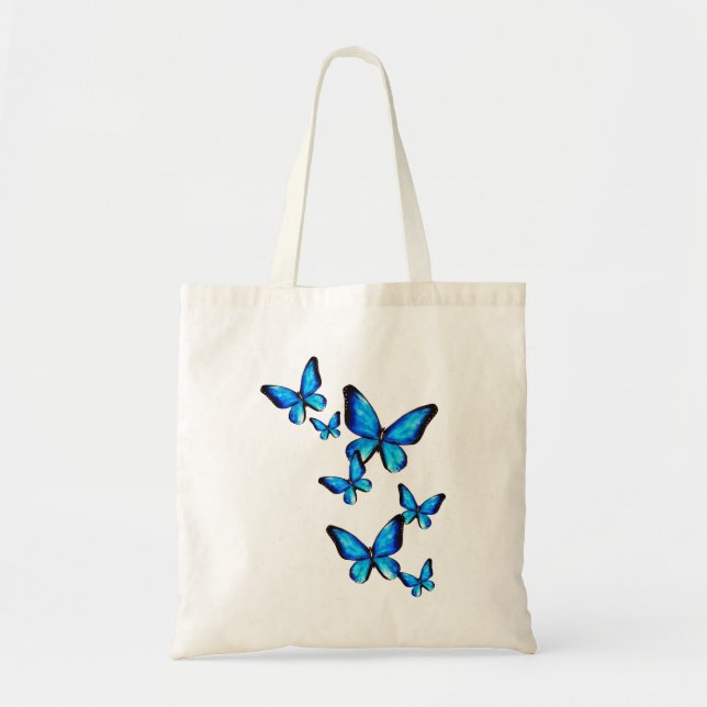 Bolso De Tela Acuarela azul acuática (Frente)