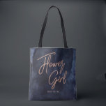 Bolso De Tela Acuarela azul de la marina y niña de la flor de or<br><div class="desc">Flor azul marina y Relieve metalizado Rosa dorado Faux Letras Perfecto para otoño o invierno Monograma Chica de flores bolsas de té con letra manuscrita a la moda! ~ Revisa mi tienda para ver toda la colección de bodas con este diseño!</div>