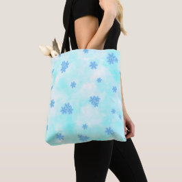 Bolso De Tela acuarela azul moderna floral botánica