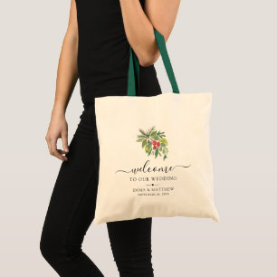 Bolso De Tela Acuarela Bodas de Navidad de Bienvenida más Verdes