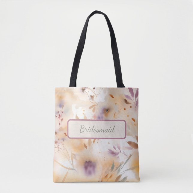 Bolso De Tela Acuarela Botánica Floral  (Anverso)