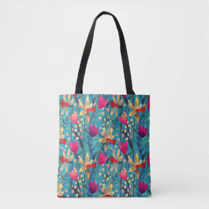 Bolso De Tela Acuarela Brillante: Diseño Floral Seamless.