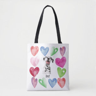 Bolso De Tela Acuarela Corazones Mascota Amor