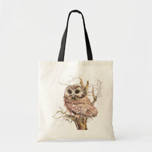 Bolso De Tela Acuarela Cute Saw Lechuza Blanca, Pájaro