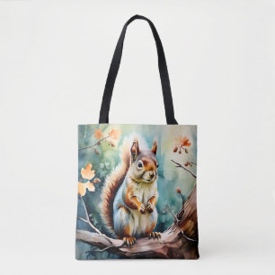 Bolso De Tela Acuarela de ardilla otoñal