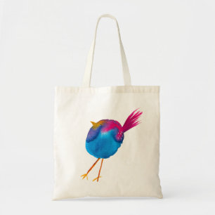 Bolso De Tela acuarela de ave azul suave