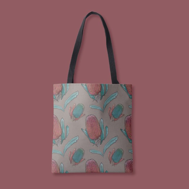 Bolso De Tela Acuarela de Banksia Roja - Flor nativa australiana (Subido por el creador)