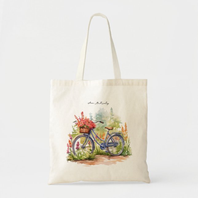 Bolso De Tela Acuarela de bicicleta (Frente)