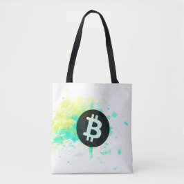 Bolso De Tela Acuarela de Bitcoin (Estilo 7 - Apilar Sats)