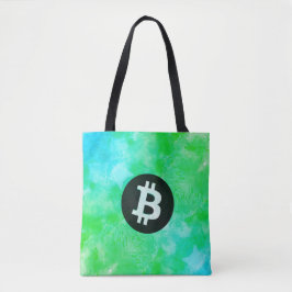 Bolso De Tela Acuarela de Bitcoin (Estilo $ - Green Day)