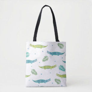 Bolso De Tela Acuarela de cocodrilo: Patrón lagarto de vintage