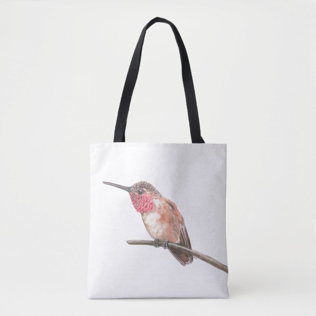 Bolso De Tela acuarela de colibrí (Anverso)