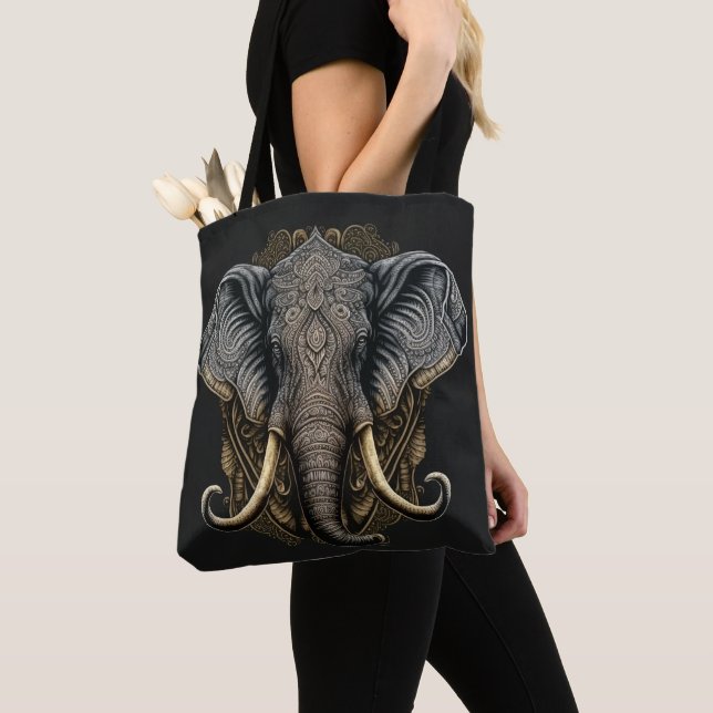 Bolso De Tela Acuarela de elefante místico (Detalle)