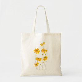 Bolso De Tela acuarela de flores de cosmos naranja