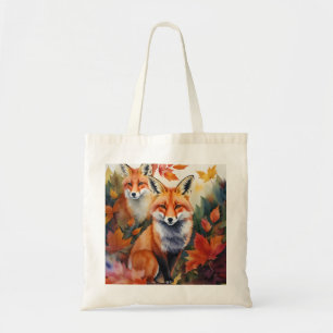 Bolso De Tela Acuarela de Foxes de otoño